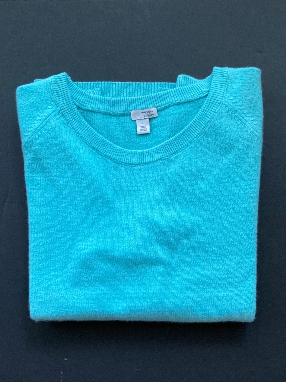 Halogen Women's 100% Cashmere Long Sleeve Sweater/Aqua/Turquoise Blue/Size L/EUC